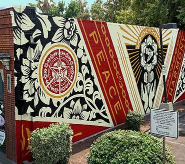"Peace and Harmony," by Shepard Fairey and Crew ( Von Zombo, Luka Densmore and Robert Zagula) (526 Broadway)