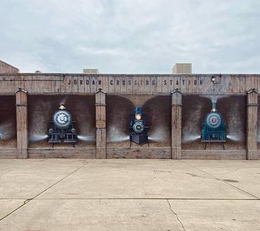 "Oroville Railway Mural," by Ted Hanson and Frank Wilson (Corner of Bird St. & Lincoln St.)